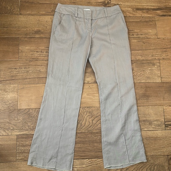 Promod France Linen Blend Ecru Trousers Raw Hem Size 42 EU 8 US - Picture 1 of 6